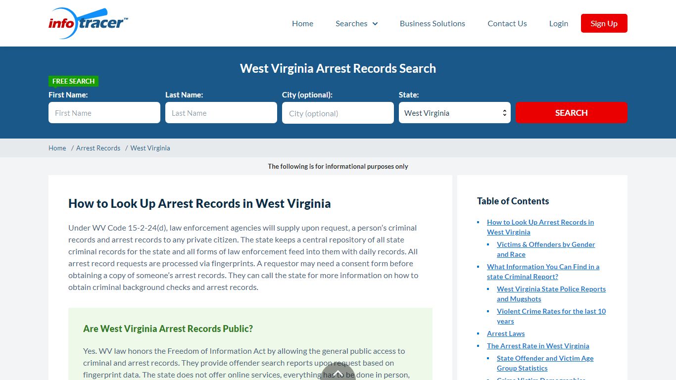 West Virginia Arrest Records - Find WV Criminal Records - Infotracer.com